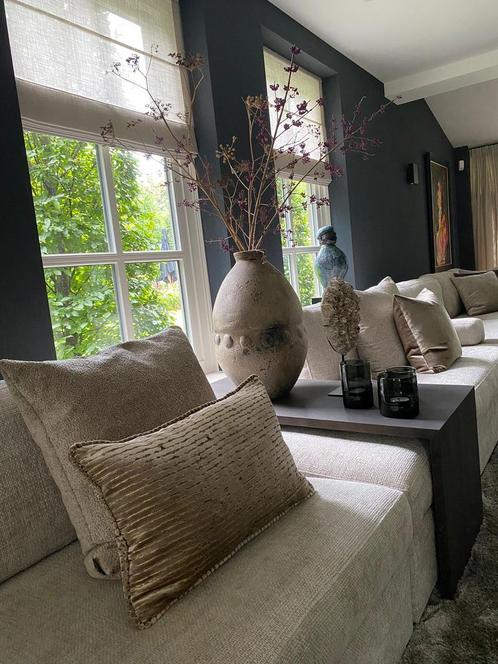 Goud ribbel kussen, Huis en Inrichting, Woonaccessoires | Kussens, Nieuw, Beige, Rechthoekig, Ophalen of Verzenden