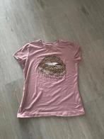 Roze T-shirt met lippen maat S, Kleding | Dames, Ophalen of Verzenden, Zo goed als nieuw, Korte mouw, Roze