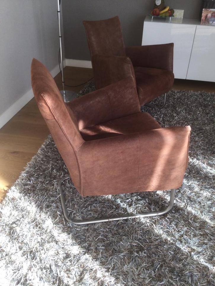 Jess lederen fauteuils, Huis en Inrichting, Fauteuils, Gebruikt, Leer, 50 tot 75 cm, Ophalen