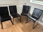 Leren eettafel stoelen zwart, Ophalen, Zo goed als nieuw, Zwart