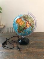 VINTAGE WERELDBOL GLOBE MET LICHT FRANS DECO, Ophalen of Verzenden, Zo goed als nieuw