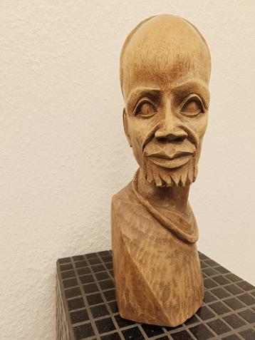 Afrikaans Houtsnijwerk Buste  / Hoofd  negroïde man beschikbaar voor biedingen
