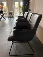 4 Zwarte Leren Eetkamerstoelen, Ophalen, Zwart, Leer, Zo goed als nieuw