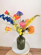 Prachtig zijden boeket mooi groene vaas kunst bloemen nep, Ophalen of Verzenden, Nieuw