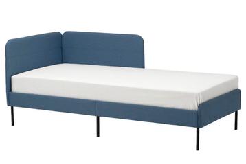 BLÅKULLEN Gestoffeerd bedframe, Knisa middenblauw, 90x200 cm beschikbaar voor biedingen