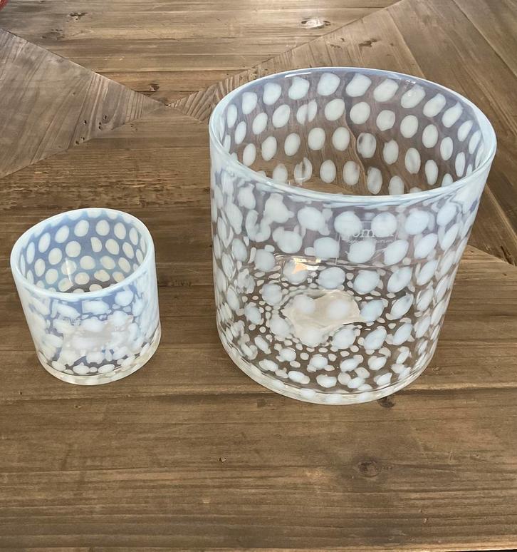 Pomax 2 prachtige glazen windlichten , noppen design, nieuw!, Huis en Inrichting, Woonaccessoires | Kandelaars en Kaarsen, Nieuw