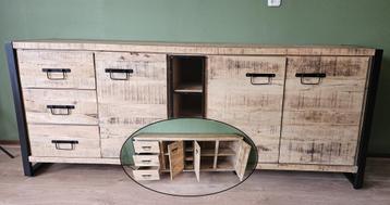 Dressoir - Metaal en massief mangohout - 200x80x45cm beschikbaar voor biedingen