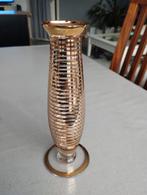 Vaasje goud gestreepte glas mid century, Ophalen of Verzenden