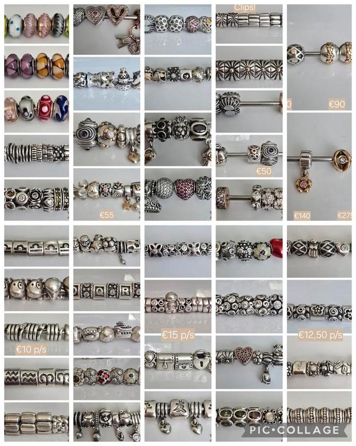 Prachtige originele Pandora bedels zilver, bicolor, rosegoud, Sieraden, Tassen en Uiterlijk, Bedels, Zo goed als nieuw, Pandora