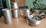 4x Retro aluminium litermaat – koffiepot – melkkan – pan Rit, Minder dan 50 cm, Gebruikt, Rond, Ophalen of Verzenden
