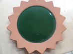 Onderbord aardewerk terracotta ster naturel met groen, Schaal, Verzenden, Rond, Nieuw