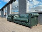 Chesterfield 3+2 zit bankstel groen GRATIS BEZORGD, Gebruikt, 125 cm of meer, Leer, Ophalen of Verzenden
