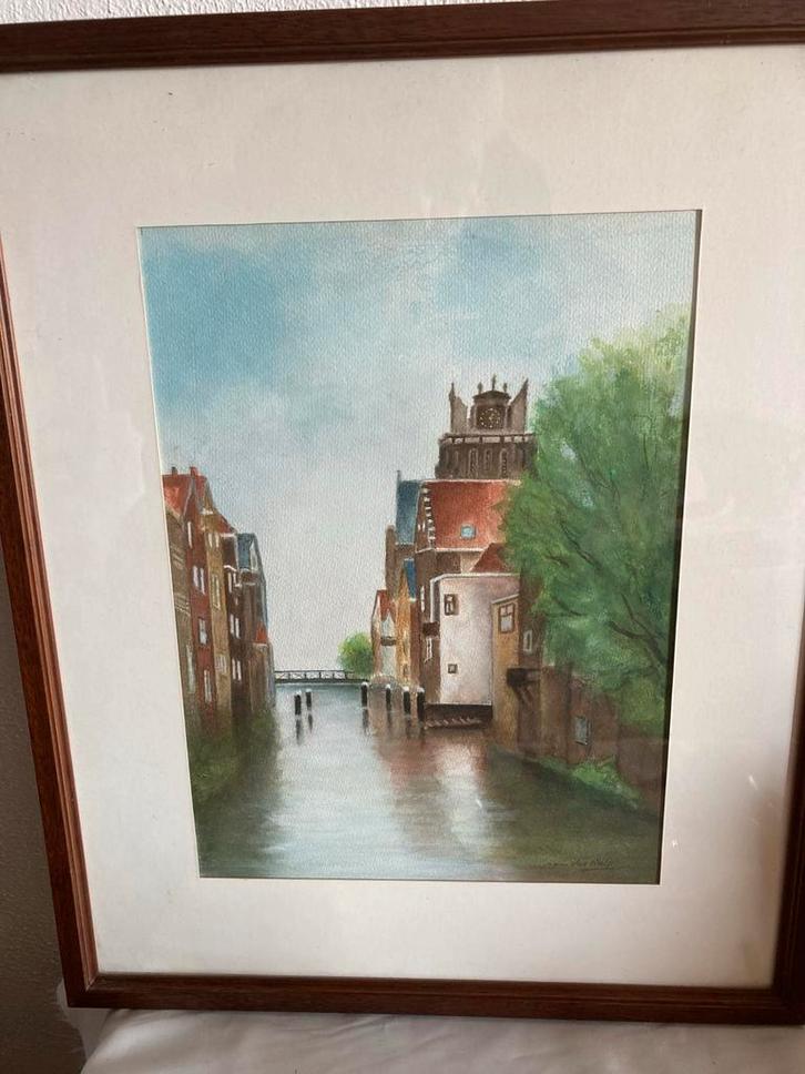 Aquarel Dordrecht - A. van der Wulp Voorstraatshaven, Antiek en Kunst, Kunst | Schilderijen | Modern, Ophalen of Verzenden