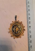 Mooie vintage Damascene hanger goudkleurig met vogel, Overige materialen, Gebruikt, Ophalen of Verzenden, Goud