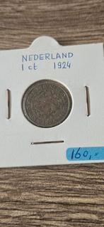 Nederland 1 cent 1924 prachtig + tot FDC beter jaartal, Ophalen of Verzenden, Koningin Wilhelmina, 1 cent, Losse munt