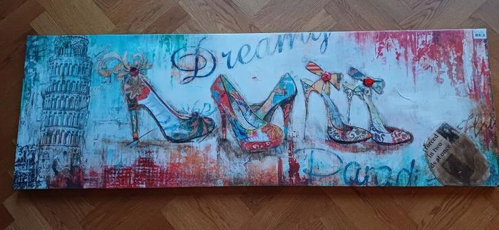 schilderij met schoenen, Huis en Inrichting, Woonaccessoires | Schilderijen, Tekeningen en Foto's, Nieuw, Schilderij, 75 cm of meer