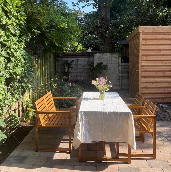 Nieuwe Tuinset Nammaro IKEA tafel, stoelen en bank, Tuin en Terras, Tuinsets en Loungesets, Zo goed als nieuw, Tuinset, Hout, 4 zitplaatsen