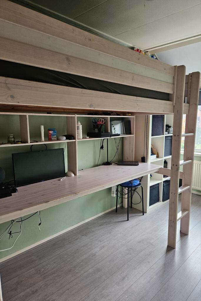 Flexa Hoogslaper met Bureau, Huis en Inrichting, Slaapkamer | Bedden, Gebruikt, Eenpersoons, Ophalen