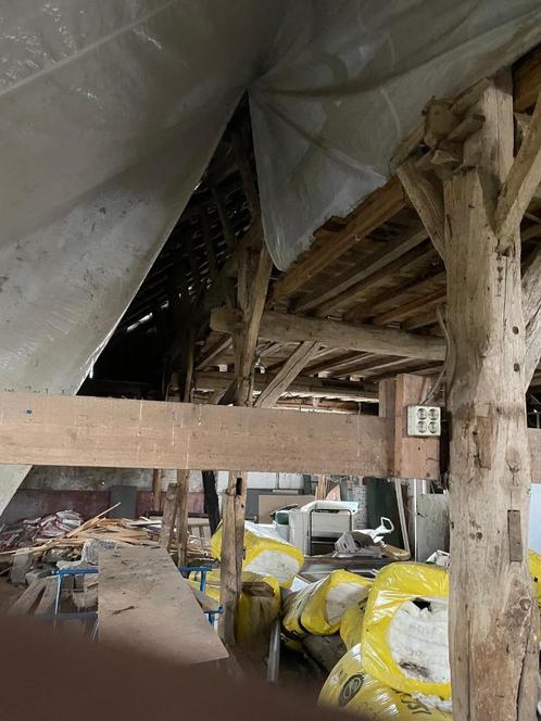 Gebinten van een ouderwetse schuur te koop!, Doe-het-zelf en Verbouw, Hout en Planken, Gebruikt, Balk, Ophalen of Verzenden