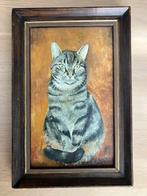 Schilderij olieverf op paneel poes kat P. Van der Griend, Ophalen of Verzenden