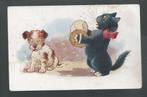 3024 Oude kunstkaart dieren poes poezen kat katten hondje, Verzamelen, Ansichtkaarten | Dieren, Gelopen, Verzenden, Hond of Kat
