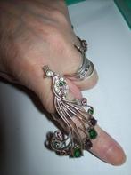 Ring Zilverkleur Pauw Model Groot Kristal strass verstelbaar, Met strass, Nieuw, Dame, Zilver