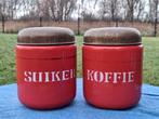 2 rood emaille koffie en suiker blikken, Antiek en Kunst, Ophalen of Verzenden
