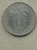Belgisch Congo, 1 frank 1924 (VL), Ophalen of Verzenden, Overige landen, Losse munt