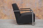 ZGANieuw! zwarte leren Harvink Alowa design fauteuil, Huis en Inrichting, Fauteuils, Design, Metaal, 75 tot 100 cm, Zo goed als nieuw
