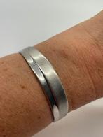 A19 Prachtige zilveren manchetarmband Fossil, Ophalen of Verzenden, X, Zilver, Zilver