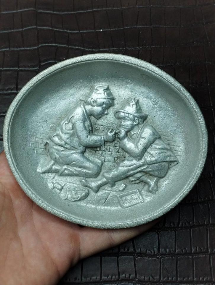 zeldzame vintage aluminium asbak, Antiek en Kunst, Antiek | Tin, Ophalen of Verzenden