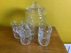 Glazen pot met deksel en 6 glazen, Antiek en Kunst, Antiek | Glas en Kristal, Ophalen