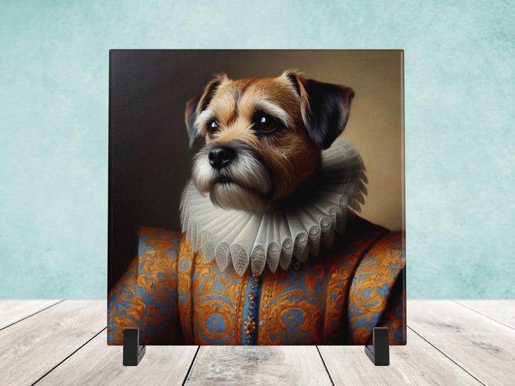Barok Stijl - Border Terrier tegel, Huis en Inrichting, Woonaccessoires | Overige, Nieuw, Verzenden