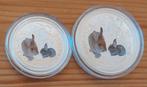 Lunar II Rabbit 0,5 en 1 oz color, Ophalen of Verzenden, Zilver