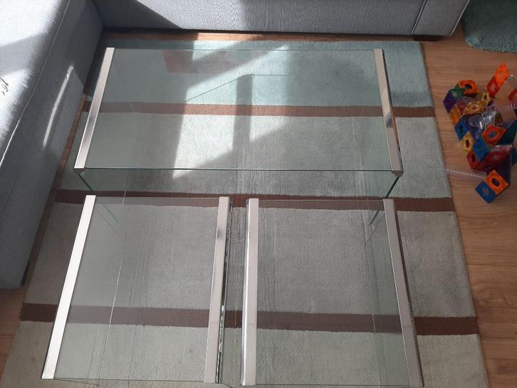 Salontafel, Huis en Inrichting, Tafels | Salontafels, Gebruikt, Minder dan 50 cm, 50 tot 100 cm, 100 tot 150 cm, Rechthoekig, Glas