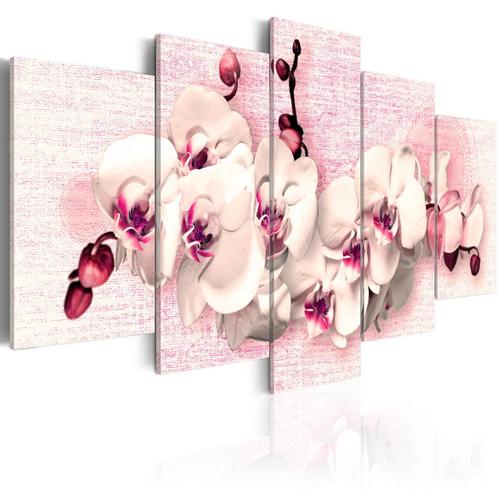 711 Roze Paars Orchidee 5 Luik Canvas Schilderij 200x100cm, Antiek en Kunst, Kunst | Schilderijen | Klassiek, Ophalen of Verzenden
