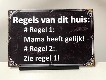 Regels van dit huis, metalen tekstbord (Old Look) beschikbaar voor biedingen