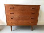 Mid Century Deens design lade kast 80x40x72 4 lades, Ophalen, Teakhout, 50 tot 100 cm, 3 of 4 laden