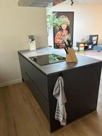 Moderne antraciet eilandkeuken met bar – Etna GEDEMONTEERD, Overige typen, Ophalen of Verzenden, Zo goed als nieuw, Kunststof