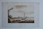DEN HAAG vanuit DELFT gezien TREKSCHUIT AQUATINT GRAVURE GU7, Antiek en Kunst, Verzenden