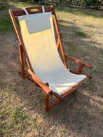 Houten Strandstoel Inklapbaar met armleuningen, Ophalen, Wit, Zo goed als nieuw, Eén