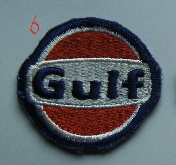 oude Gulf benzine olie vintage patch badge opnaai embleem, Verzamelen, Automerken, Motoren en Formule 1, Nieuw, Auto's, Ophalen of Verzenden
