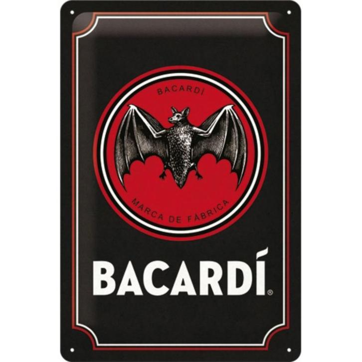 Bacardi logo zwart rood relief reclamebord van metaal deco, Verzamelen, Merken en Reclamevoorwerpen, Nieuw, Reclamebord, Verzenden