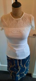 H&m wit kanten t shirt korte mouw Maat xs, H&M, Wit, Ophalen of Verzenden, Zo goed als nieuw