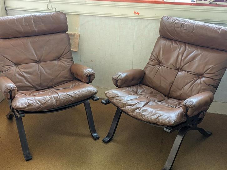 Loungestoel Vintage Stoel Leren Ingmar Relling Jaren 60, Huis en Inrichting, Fauteuils, Zo goed als nieuw, 50 tot 75 cm, 75 tot 100 cm