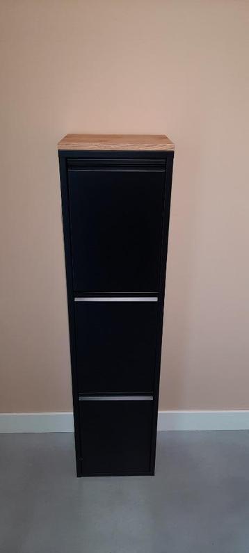 Afvalbak hoog 3 emmers en massief eiken paneel - totaal 48L beschikbaar voor biedingen