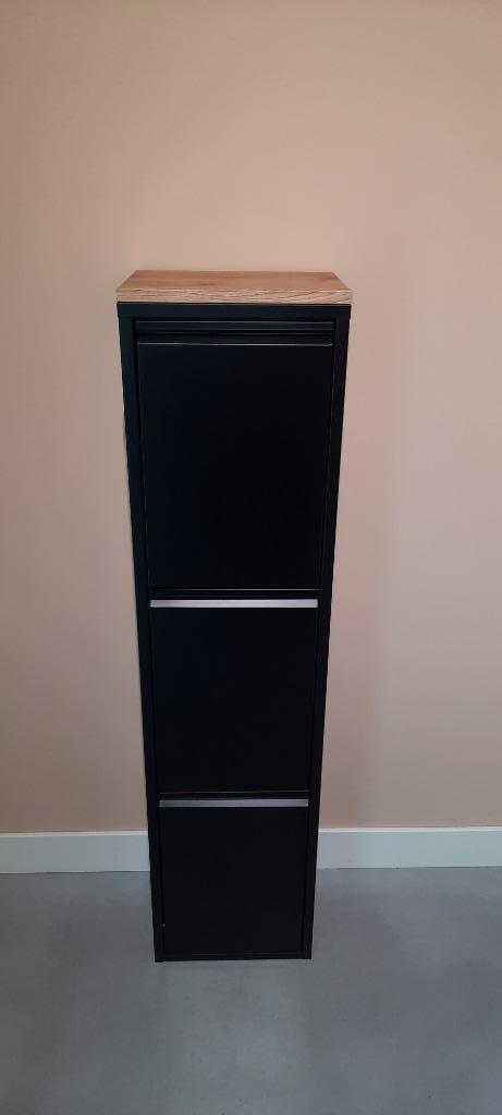 Afvalbak hoog 3 emmers en massief eiken paneel - totaal 48L, Huis en Inrichting, Keuken | Keukenbenodigdheden, Nieuw, Ophalen of Verzenden