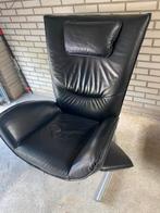 Zwarte lederen fauteuil Rolf Benz 4100 net voetenbank, Huis en Inrichting, Fauteuils, Ophalen, Minder dan 75 cm, Leer, Zo goed als nieuw