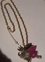 Goudkleurige ketting, met olifant met veel strass, Sieraden, Tassen en Uiterlijk, Kettingen, Ophalen of Verzenden, Zo goed als nieuw