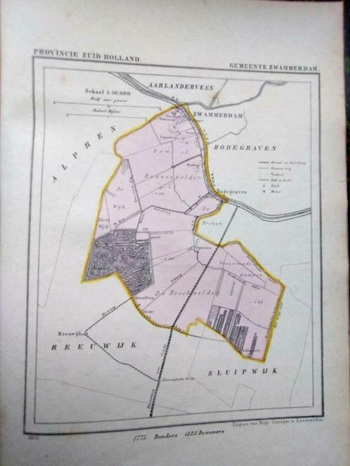209/ Zwammerdam / Vrijenes/ Rustbrug / Litho 1866  Kuyper ZH, Antiek en Kunst, Kunst | Litho's en Zeefdrukken, Ophalen of Verzenden